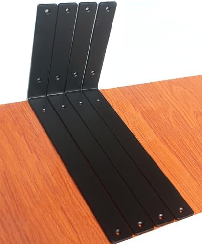 4 Pack - L 14" x H 8" x W1.5, 5mm Thick Black L Shelf Bracket, Iron Shelf by MHMYDZ