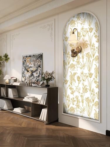 Dimoon 236"x17.3" Floral Wallpaper Peel and Stick Flowers Golden White Contact - Image 6