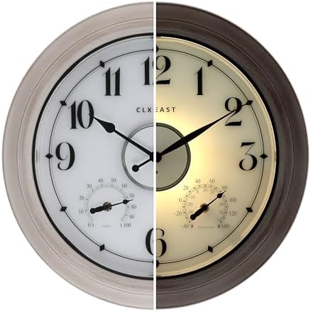 CLXEAST 18" Illuminated Outdoor Clocks by CLXEAST