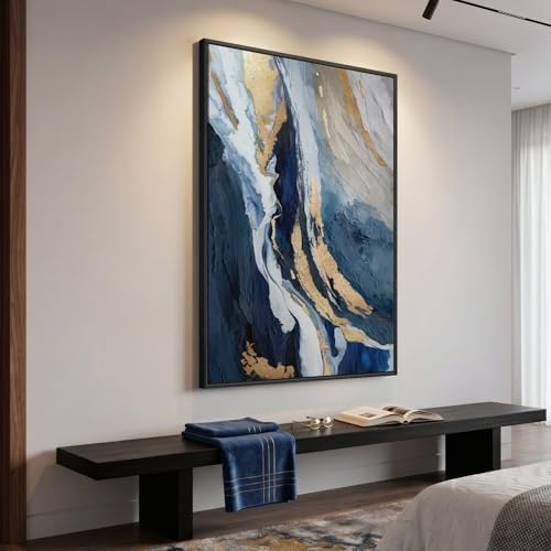 Extra Large Framed Navy Blue Abstract Wall Art - Image 3