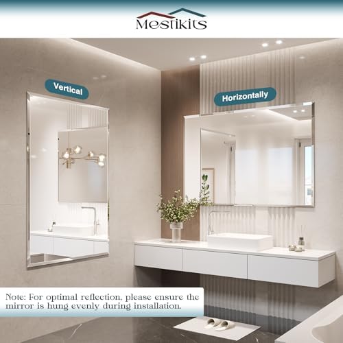 Frameless Bathroom Mirror 32"x48", Beveled Bathroom Mirror - Image 3
