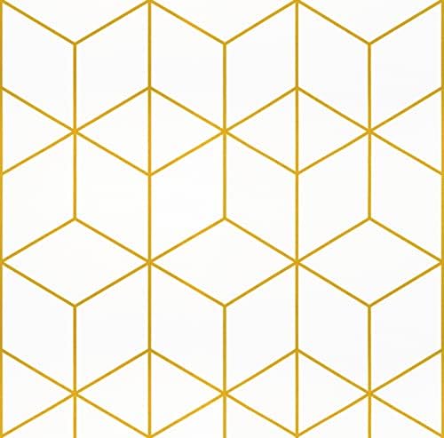Safiyya Contact Paper Gold White Wallpaper Geometric Peel and Stick Wallpaper by SAFIYYA