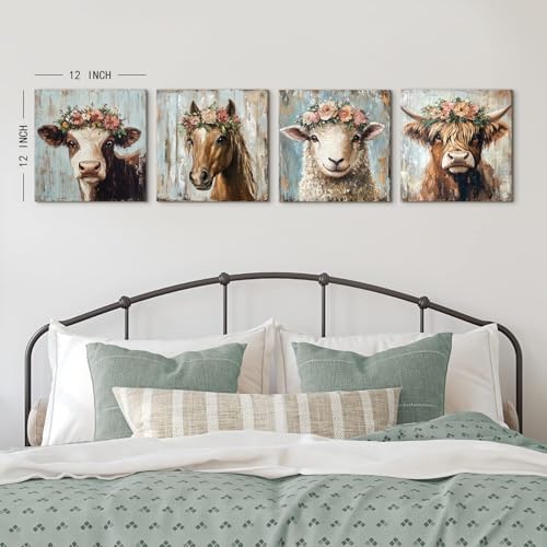 Farmhouse Animals Wall Art Highland Cow Decor - Image 4