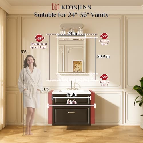 Keonjinn Brushed Nickel Bathroom Mirrors - Image 2