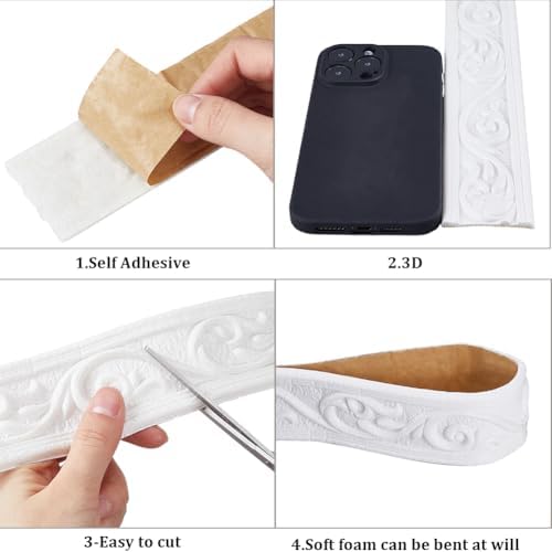 CRASPIRE 8 Rolls 59Ft Long White Crown Wall Molding Trim Vintage Wallpaper - Image 6