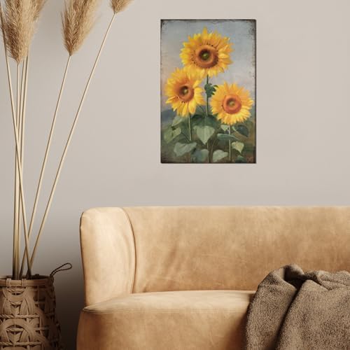 Sunflower Canvas Wall Art Decor: Rustic Bathroom Bedroom Floral Pictures - Image 7