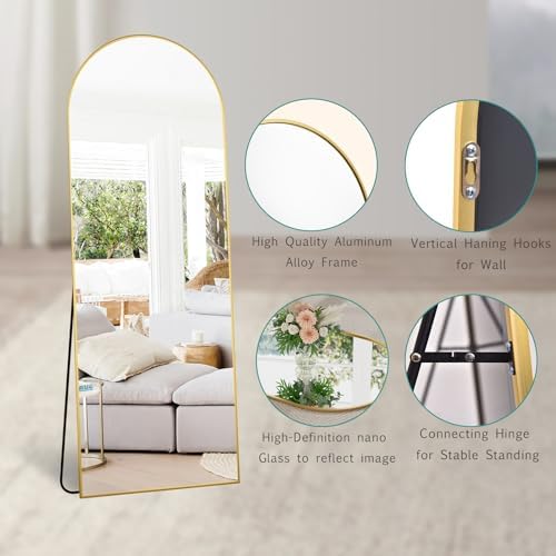 70''x26'' Full Length Mirror, Large Arched Floor Mirror - Image 3