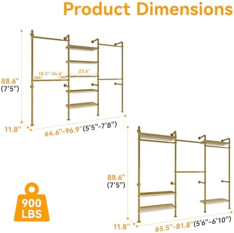 Higeego W3 Wall Mounted Clothes Rack, Industrial Pipe Clothing Rack - Image 5