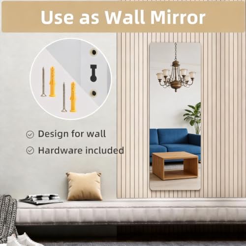 47" x 16" Full Length Body Mirror Wall Mounted, Over The Door Hanging Mirror - Image 4