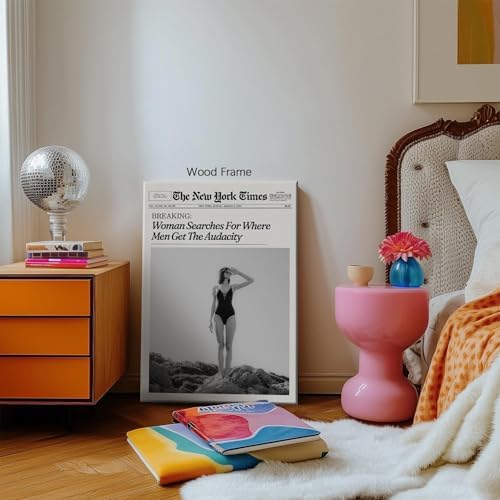 Trendy NewsPaper Wall Art 12x16in Wooden Framed Woman Searches - Image 6