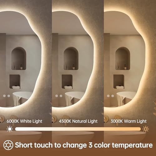 LOVESPEJO Irregular Backlit Mirror Bathroom 25"x35", LED Mirror - Image 6