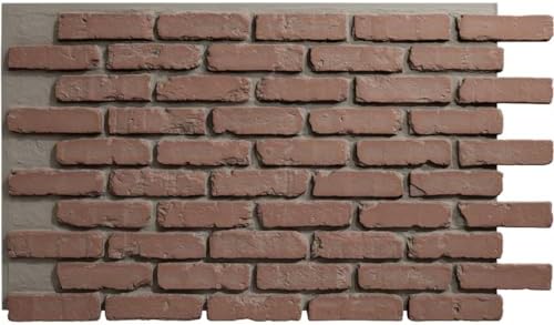 EverStone Aged Brick Faux Brick Panel, 46 7/8"W x 27"H x 1 1/4"D, Old Chicago by EkenaMillwork