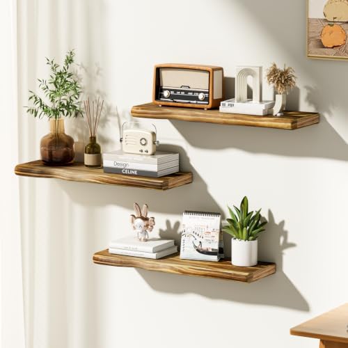 Organic Wavy Edge Floating Shelves, Hidden Brackets, 2 Pack 24 in - Image 2