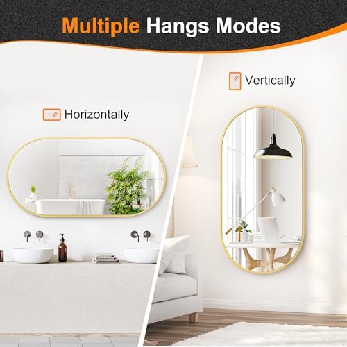 Delma 48x24 Gold Oval Bathroom Mirror - Image 6