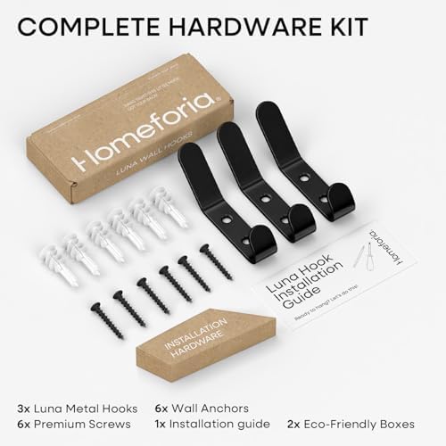Homeforia Black Wall Coat Hooks, High-End Metal, Heavy Duty - Image 5