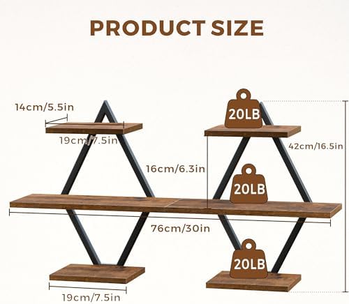 Floating Wall Shelves, Rustic Brown - Image 2