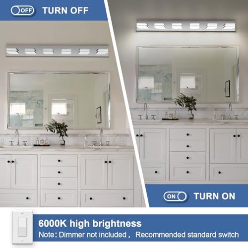 Modern LED Stainless Steel Chrome Acrylic Bathroom Lights Fixtures 6-Light - Image 4