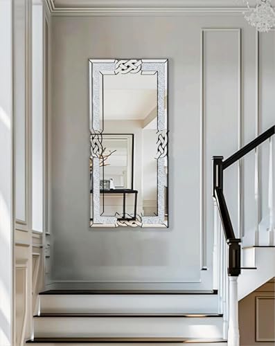 Crushed Diamond Mirror Silver: Rectangular Wall Decor 47.2"x23.6" - Image 2