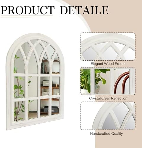 Farmhouse Window Pane Mirror, Large Decorative White Wall Mirror - Image 5
