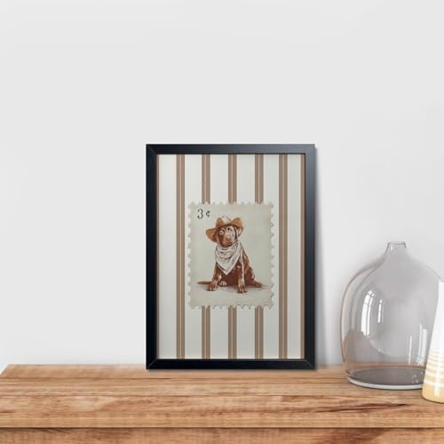 Vintage Cowboy Dog Wall Art, Western Puppy Stamp Canvas Print, Farm Rustic - Image 5