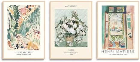 LYPHNX Sage Green Matisse Poster Wall Art Vintage Abstract Floral Prints Set of by Unknown