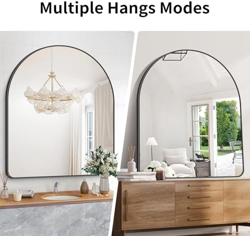 GLASHOM Arched Bathroom Mirror, Wall Mounted Mirror, Living Room, Vertically - Image 3