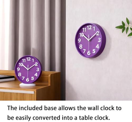 JENLYSTIME 8 Inch Vibrant Purple Modern Wall Clock - Image 2