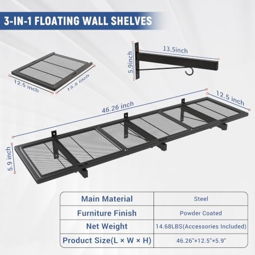 Garage Wall Shelf, Heavy Duty Garage Shelving, Metal Floating Storage Rack - Image 2