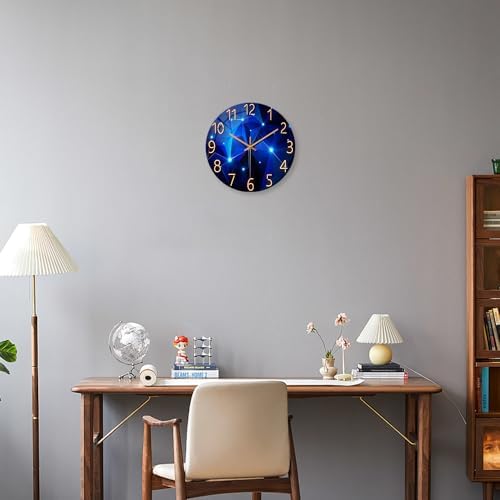 Blue Wall Clocks Battery Operated 12 Inch Glass Clock - Image 3