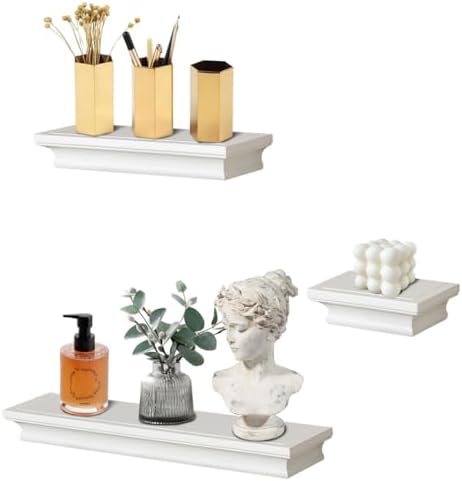 AHDECOR Versatile White Wall Mounted Floating Shelves, Stylish and Practical by AHDECOR