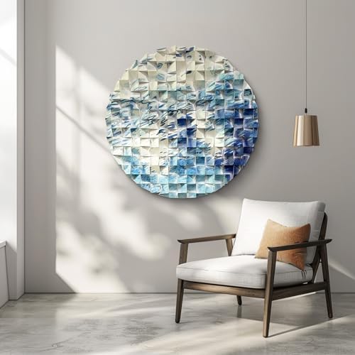 LIUZEYUE - Abstract Flow Round Wood Wall Art, Modern Circular Wooden Decor by Unknown