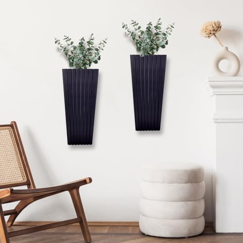 2PCS Wood Wall Planter for Indoor Plants, Wooden Hanging Planter for Dried - Image 2