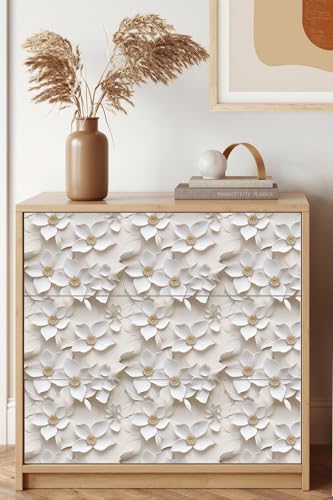 Peel and Stick Wallpaper Cream White Floral Feature - Image 4