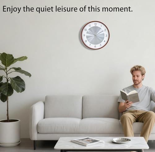 12 Inch Woodgrain Silent Wall Clock, Wall Clocks Battery Operated - Image 2