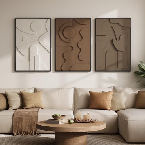 Large 3D Textured Framed Neutral Abstract Wall Art - Image 2