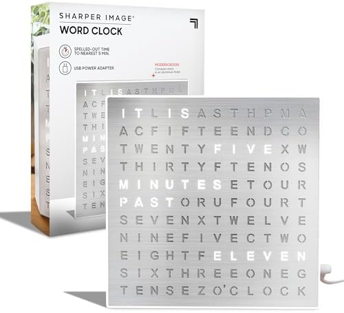 Sharper Image LED Word Digital Clock, Light-Up Desk & Wall Clock, Modern Time by SHARPERIMAGE