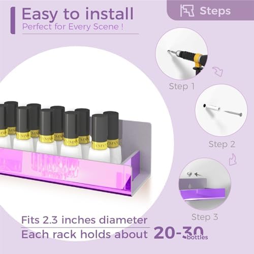 4 Pack 15 Inch Purple Reflective Acrylic Floating Wall Shelves - Image 5