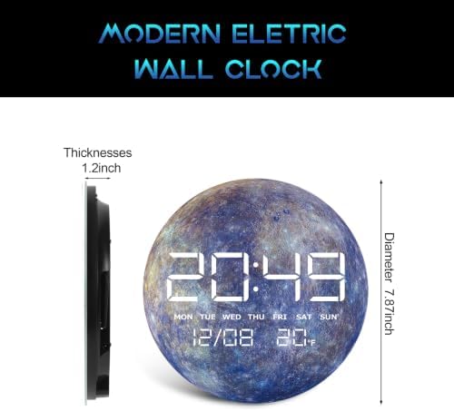 Digital Wall Clock, LED Mercury Design, Temperature Display - Image 2