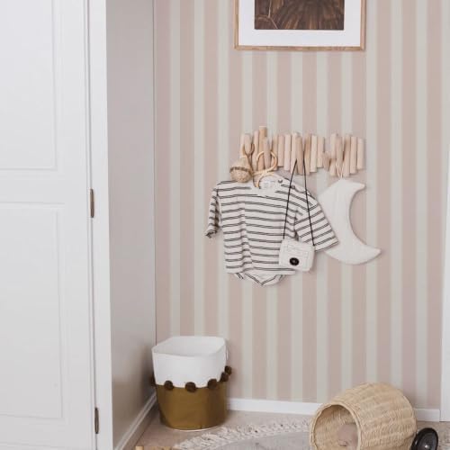 Pink and White Cream Striped Wallpaper Peel and Stick Girls Nursery - Image 5