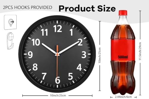 10" Modern Silent Wall Clock, Wall Clocks Battery Operated - Image 3