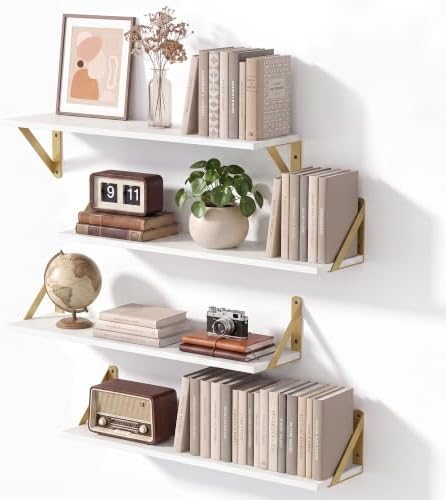 24 X 6 Inch White Wall Shelves by Unknown