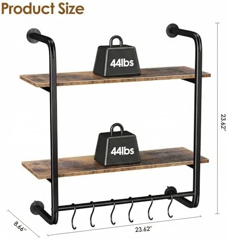 2 Tier Industrial Pipe Floating Shelf - Image 2