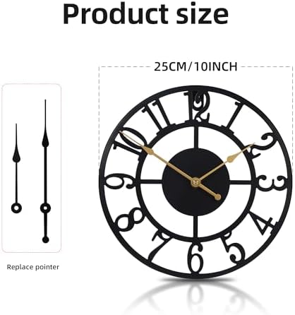 Wall Clock Battery Operated, Silent Non Ticking Modern Rustic Metal Small Clocks - Image 2