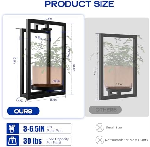 Wall Plant Holder with Grow Light, Wall Planters - Image 2