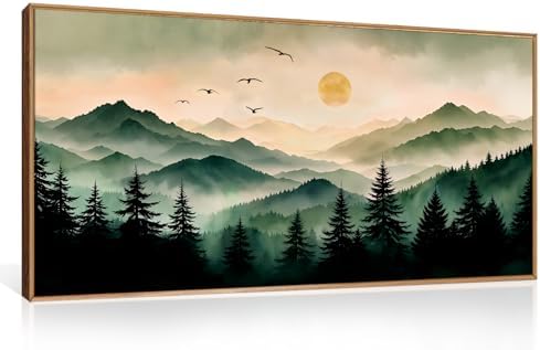 Large Boho Mountain Framed Canvas Wall Art Set 20"x40"x1 - Image 5