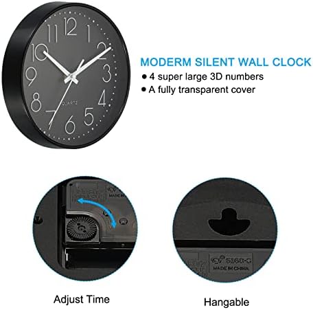 PATIKIL 8 Inch Round Wall Clock, Battery Operated Silent Non-Ticking Wall Clocks - Image 4