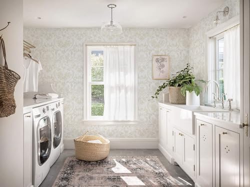 Peel and Stick Wallpaper for Bedroom Beige and White Damask Waterproof - Image 4