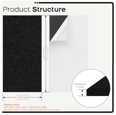 BUBOS 4-Pack Fabric Acoustic Panels 23.6x11.8x1", Self-Adhesive Sound Panel - Image 2
