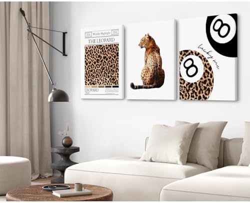Trendy Leopard Wall Art Cheetah Print Canvas Wall Decor 8 Ball Poster Preppy - Image 5