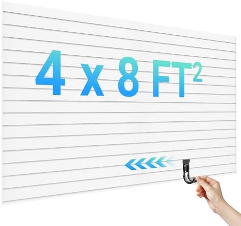 Ezlaino Slatwall 4 FT x 8 FT, PVC Slat Wall Paneling Garage Wall Organizer by Ezlaino
